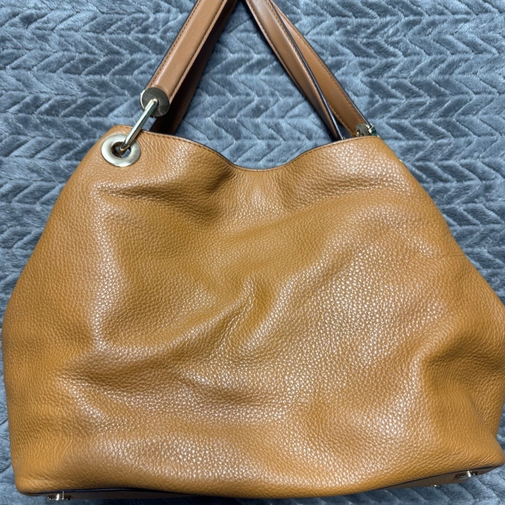 Michael Kors Luggage Brown Pebbled Leather Triple Compartment Shoulder Bag Tote - Picture 2 of 7